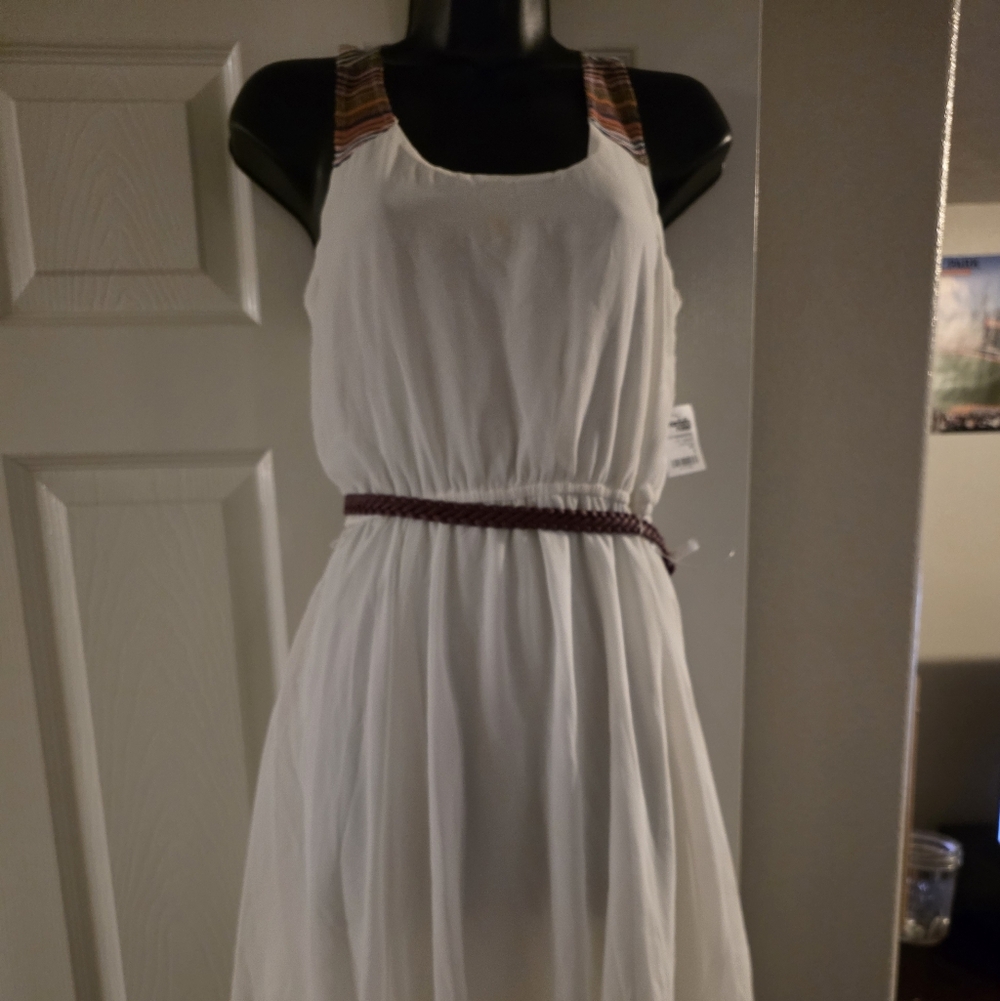 Charlotte Russe White Dress with Brown Accents